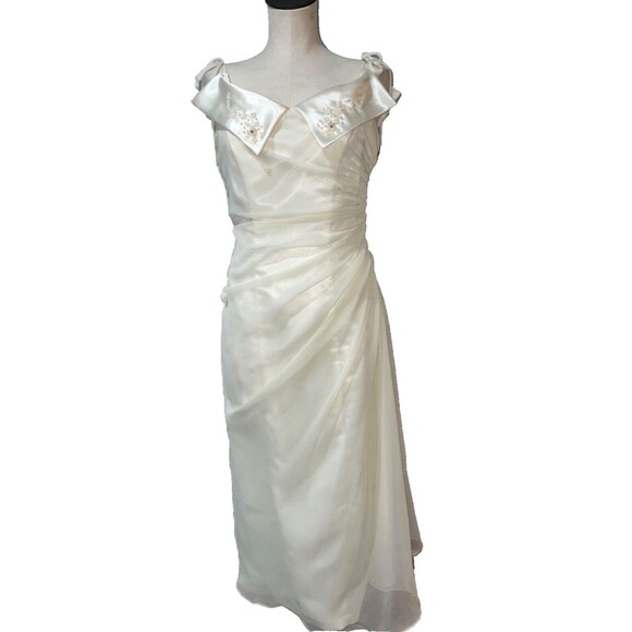 Vintage 1980s Wedding Formal Dress Custom Made size 8 Elegant Sheath Chiffon - Picture 1 of 14